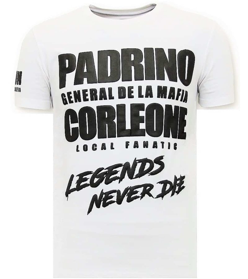 Local Fanatic Padrino Corleone Printed T Shirt - White