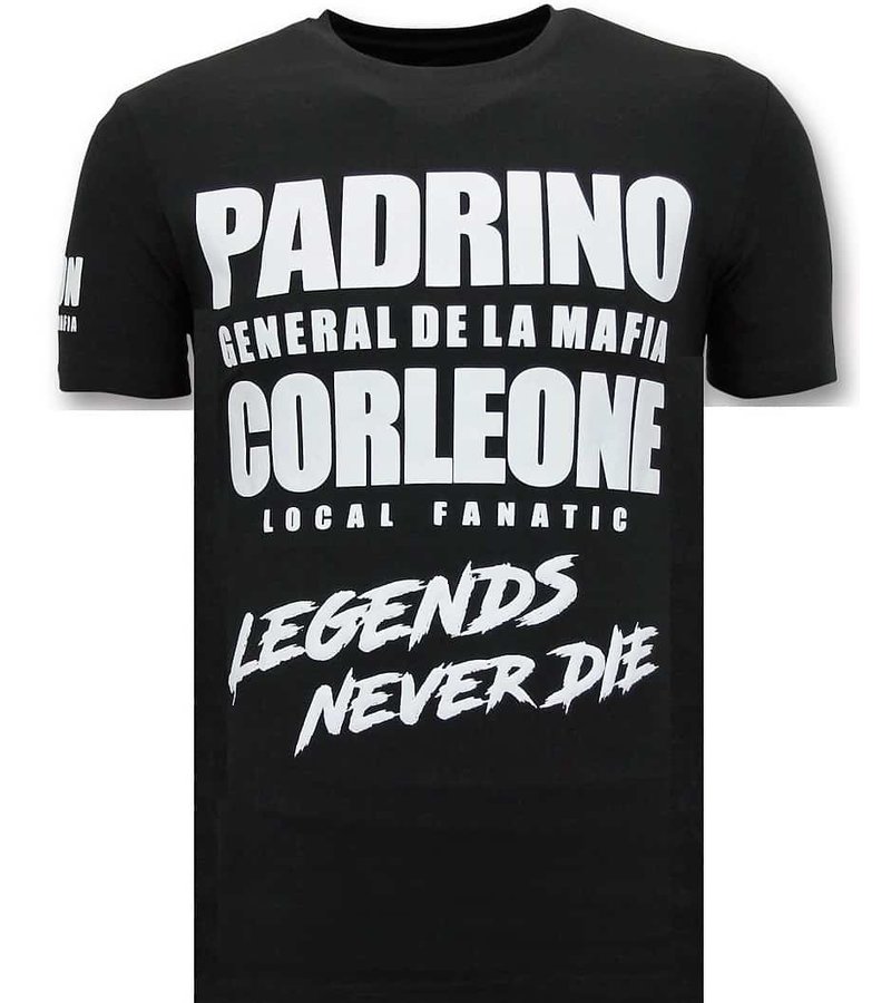 Local Fanatic Padrino Corleone Printed T Shirt - Black