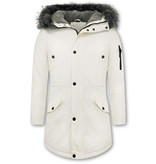 Enos Winter Jackets Long  Fake Fur Collar - White