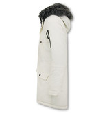 Enos Winter Jackets Long  Fake Fur Collar - White