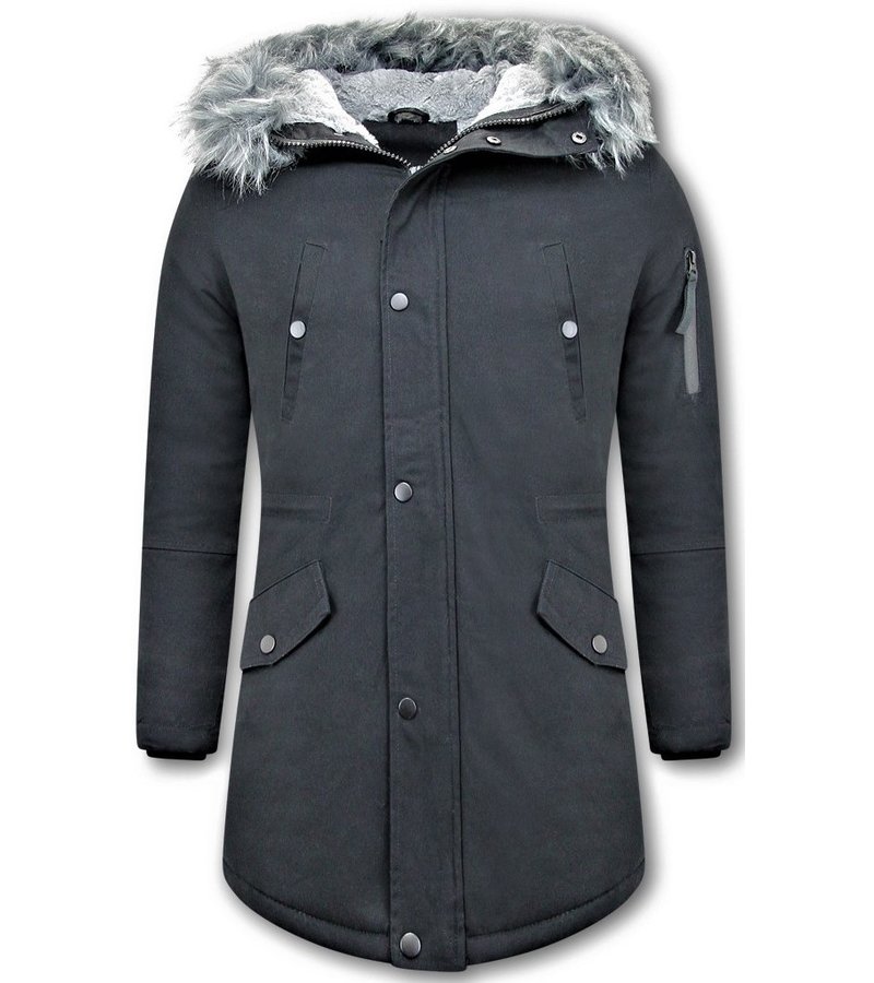 Enos Winter Jackets Long - Fake fur collar - Black