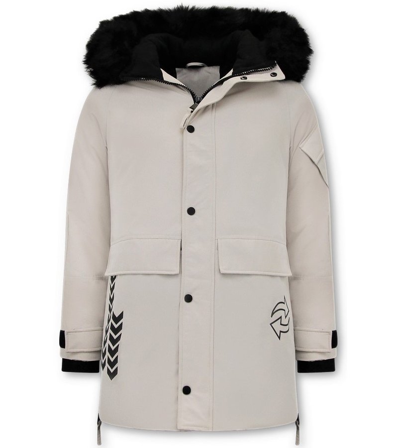 Enos Parka Winter Jacket Long Fake Fur collar - Beige