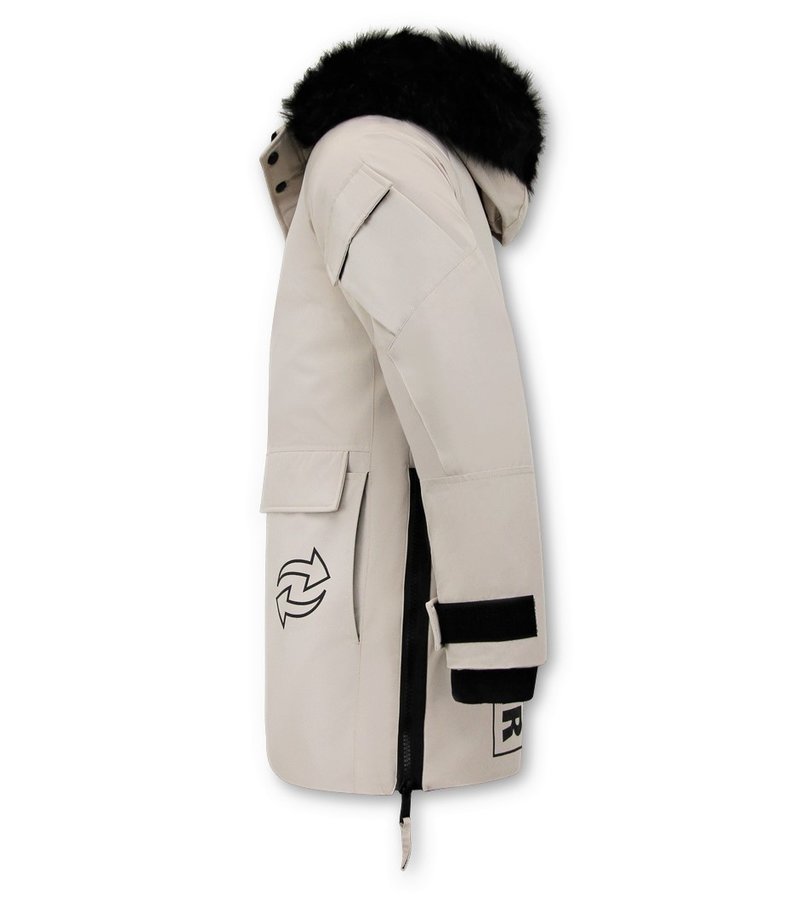 Enos Parka Winter Jacket Long Fake Fur collar - Beige