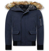 Enos Winter Coat Fake Fur Collar -  Blue