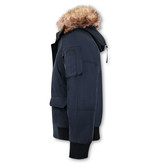 Enos Winter Coat Fake Fur Collar -  Blue