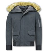 Enos Winter Coat Fake Fur Collar -  Black