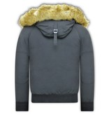 Enos Winter Coat Fake Fur Collar -  Black