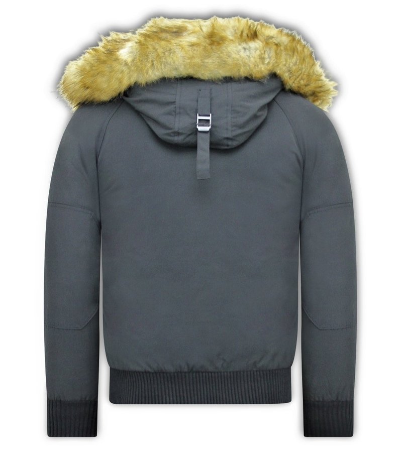 Enos Winter Coat Fake Fur Collar -  Black