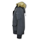 Enos Winter Coat Fake Fur Collar -  Black