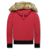 Enos Winter Coat Fake Fur Collar -  Red