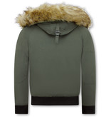 Enos Winter Coat Fake Fur Collar -  Green