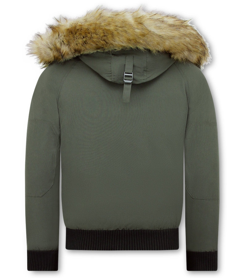 Enos Winter Coat Fake Fur Collar -  Green