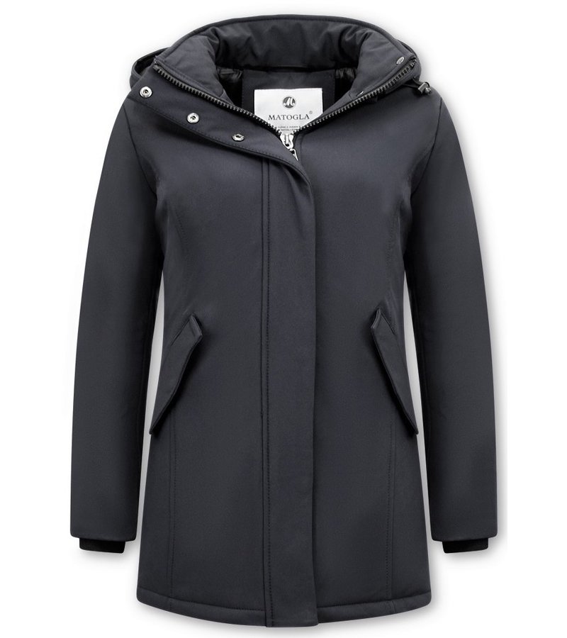 Matogla Women Winter Coat Plain - 0681 - Black