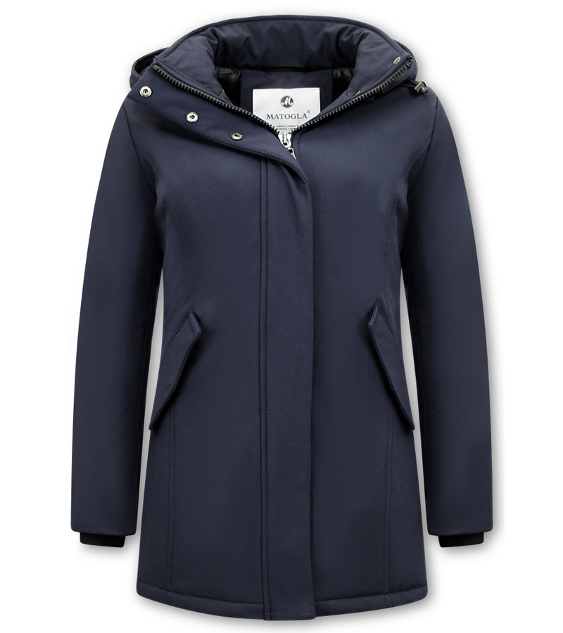 Matogla Women Winter Coat Plain - 0681 - Navy