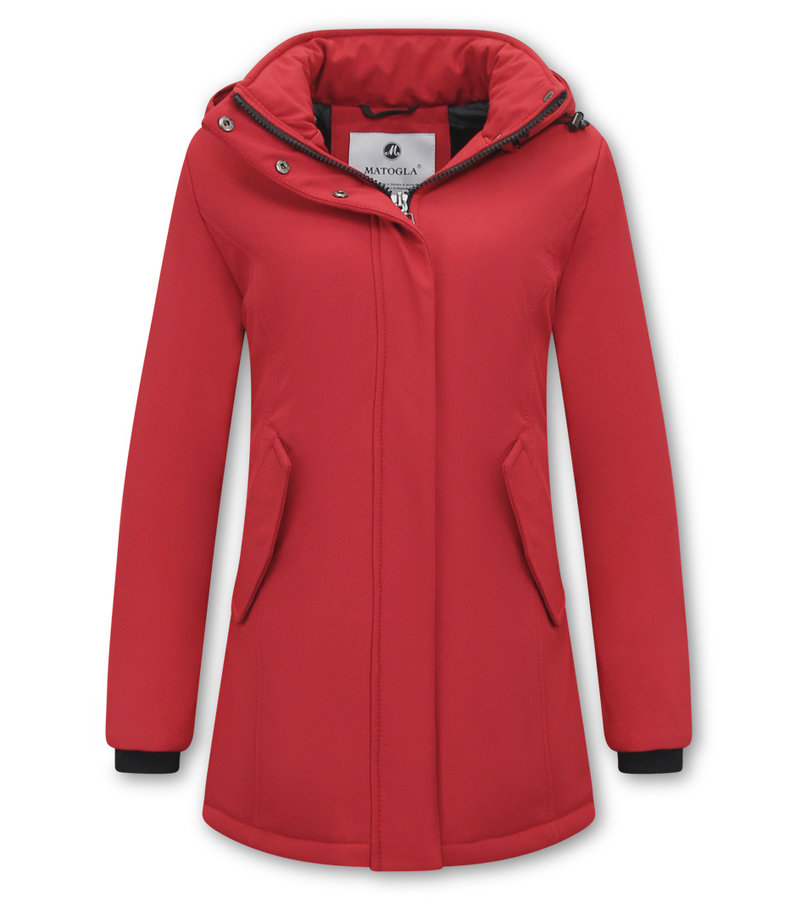 Matogla Women Winter Coat Plain - 0681 - Red