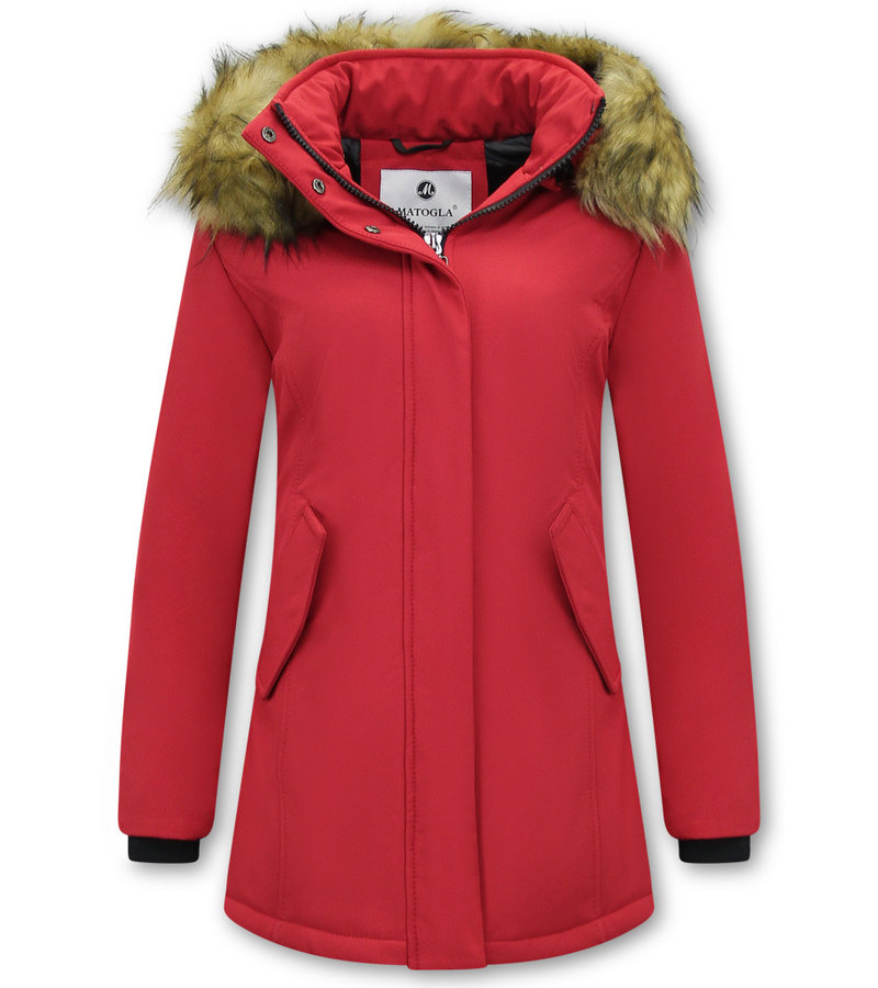 Matogla Fake Fur Winter Coat Women  - 0681 - Red