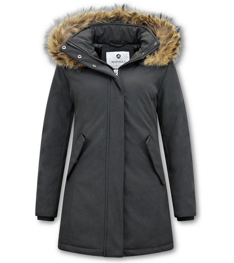 Matogla Fox Fur Winter Coat Women - 0681 - Black