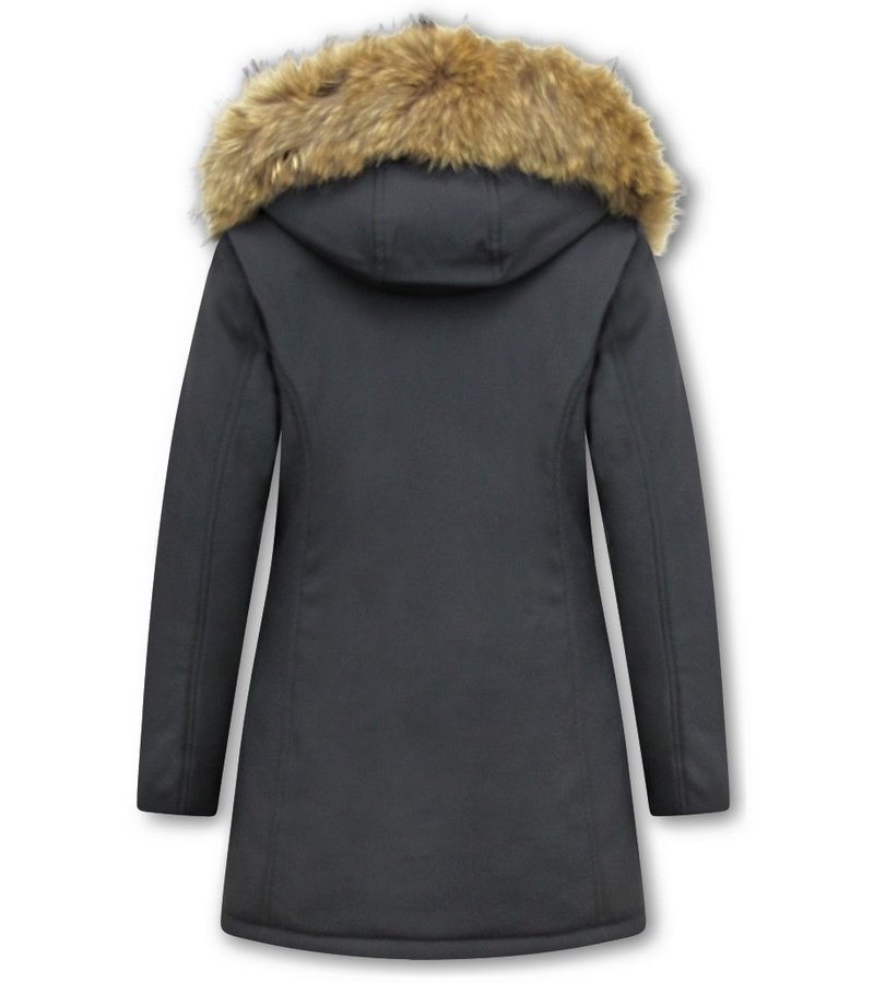 Matogla Fox Fur Winter Coat Women - 0681 - Black