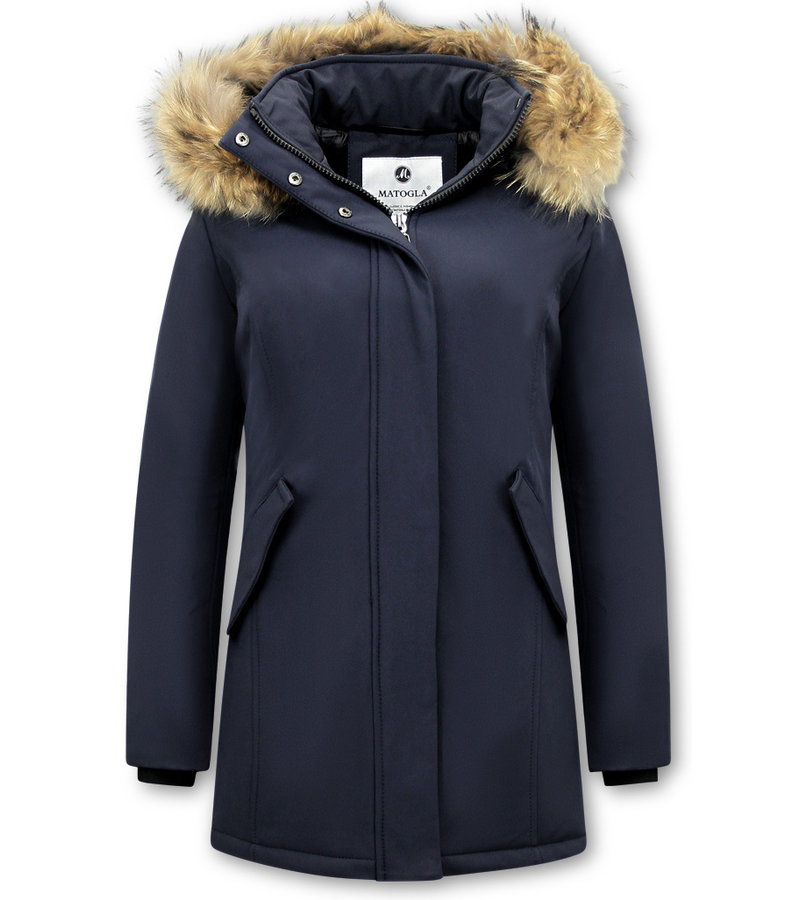 Matogla Fox Fur Winter Coat Women - 0681 - Blue