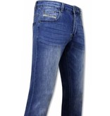 True Rise Plain Stretch Jeans - A-11006 - Blue