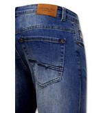 True Rise Plain Stretch Jeans - A-11006 - Blue