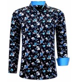 Tony Backer Flowers Painted Collar Shirts - 3066 - Blue