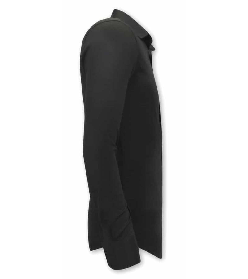 Tony Backer Plain Collar Shirts - 3078 - Black