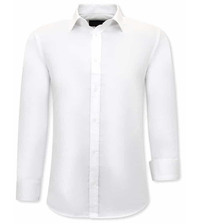 Tony Backer Plain Collar Shirts For Men - 3079 - White