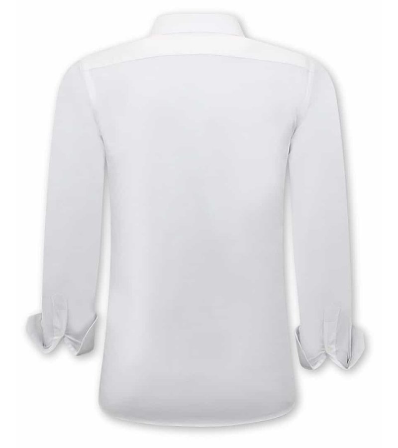 Tony Backer Plain Collar Shirts For Men - 3079 - White