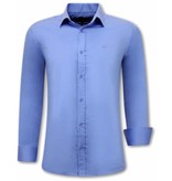 Tony Backer Plain Collar Shirts For Men - 3082 - Blue