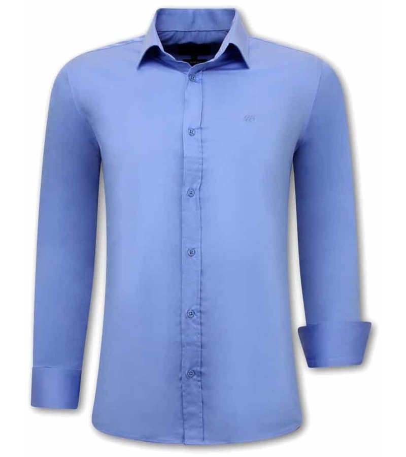 Tony Backer Plain Collar Shirts For Men - 3082 - Blue