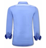 Tony Backer Plain Collar Shirts For Men - 3082 - Blue