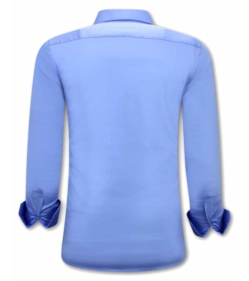 Tony Backer Plain Collar Shirts For Men - 3082 - Blue