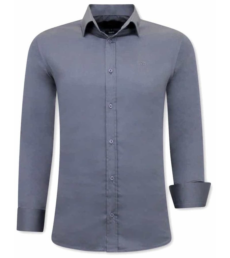 Tony Backer Plain Collar Shirts For Men - 3080 - Grey