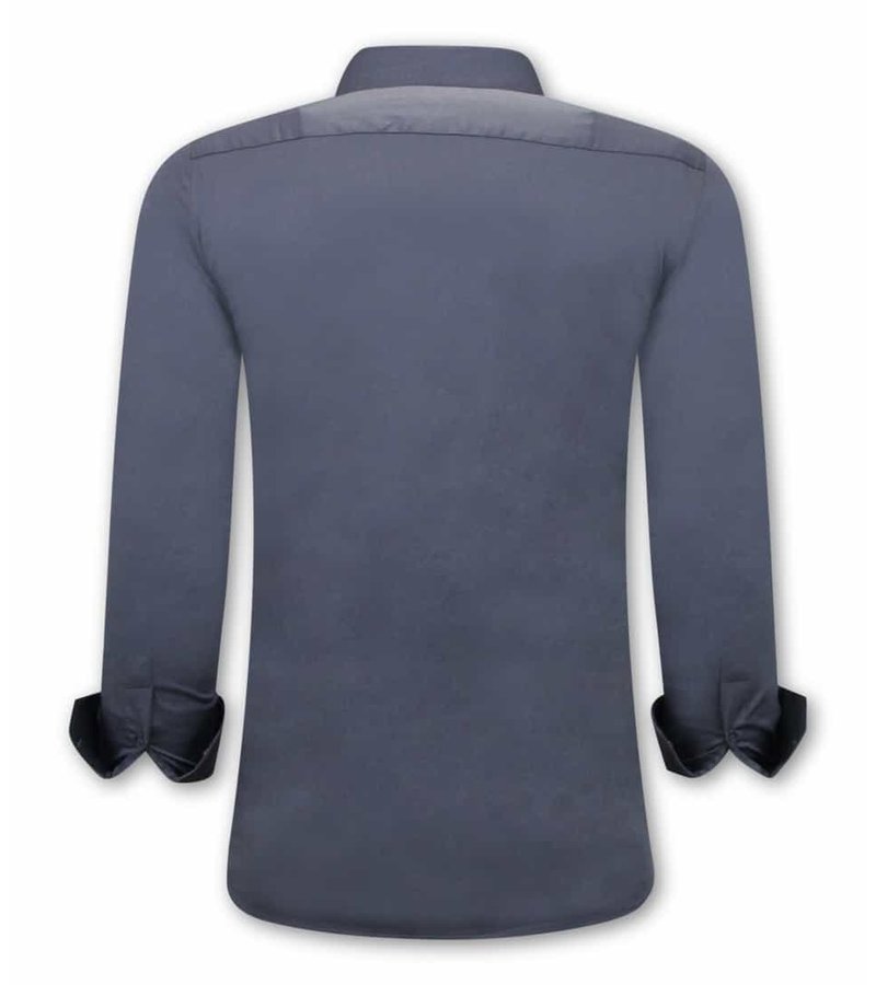 Tony Backer Plain Collar Shirts For Men - 3080 - Grey