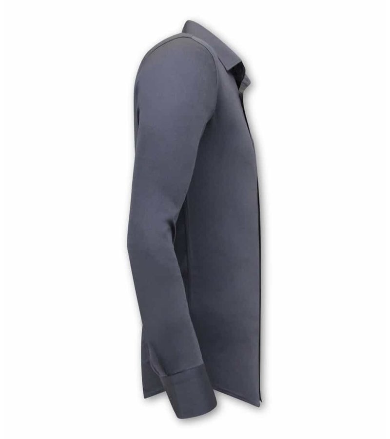 Tony Backer Plain Collar Shirts For Men - 3080 - Grey