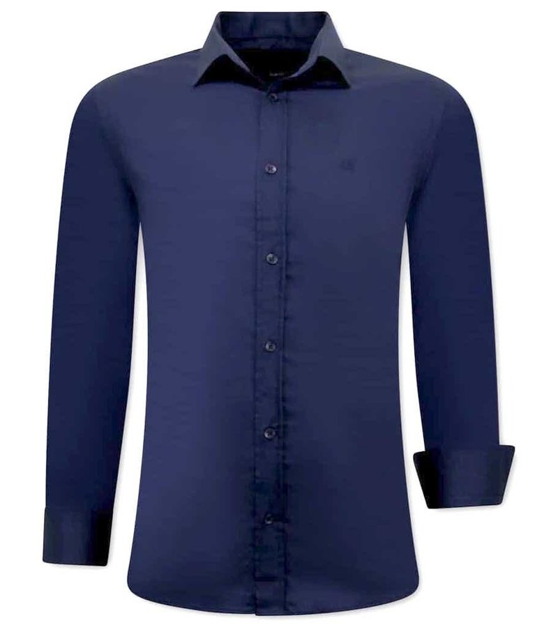 Tony Backer Plain Collar Shirts For Men - 3081 -  Navy