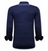 Tony Backer Plain Collar Shirts For Men - 3081 -  Navy