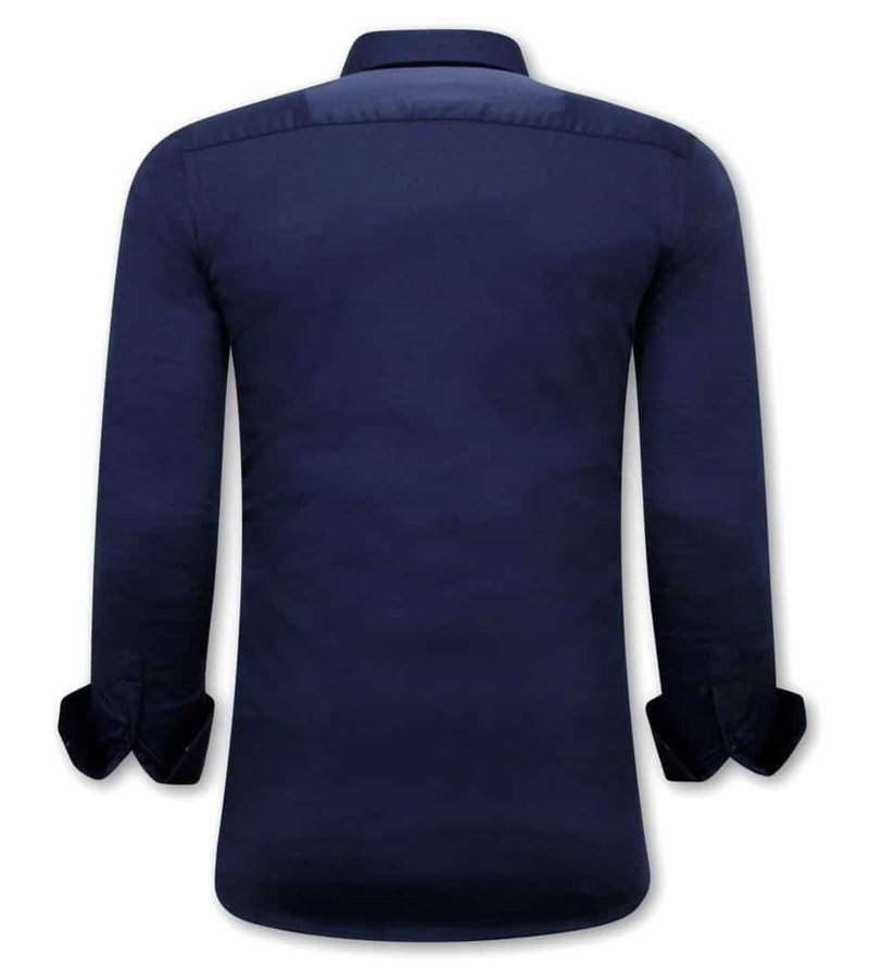 Tony Backer Plain Collar Shirts For Men - 3081 -  Navy