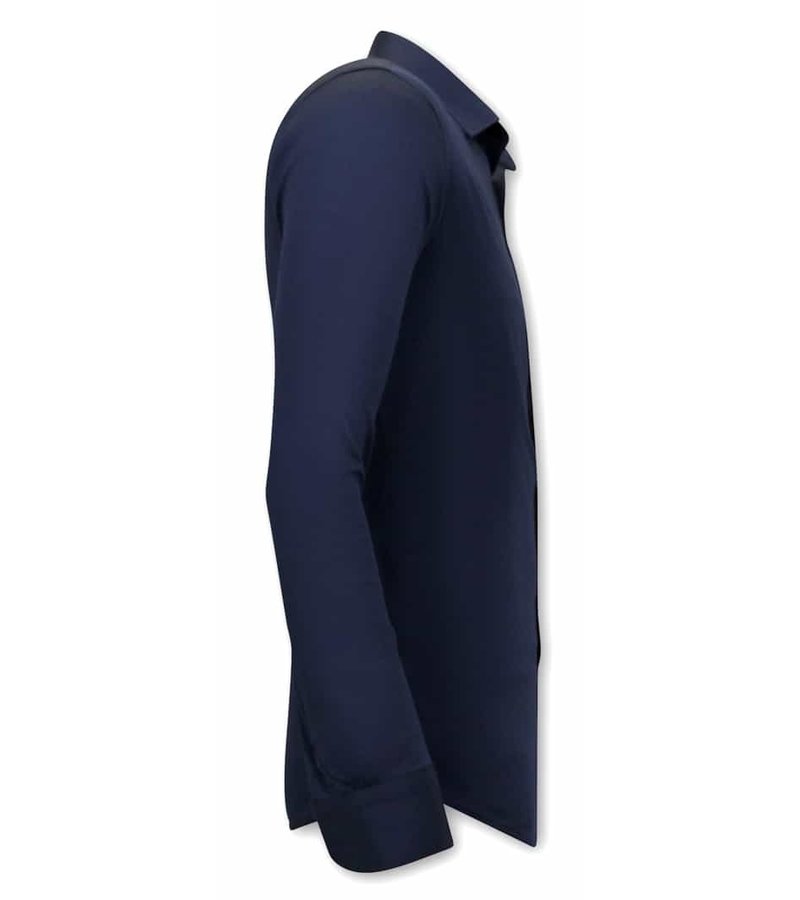 Tony Backer Plain Collar Shirts For Men - 3081 -  Navy