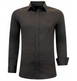 Tony Backer Plain Collar Shirts For Men - 3084- Brown