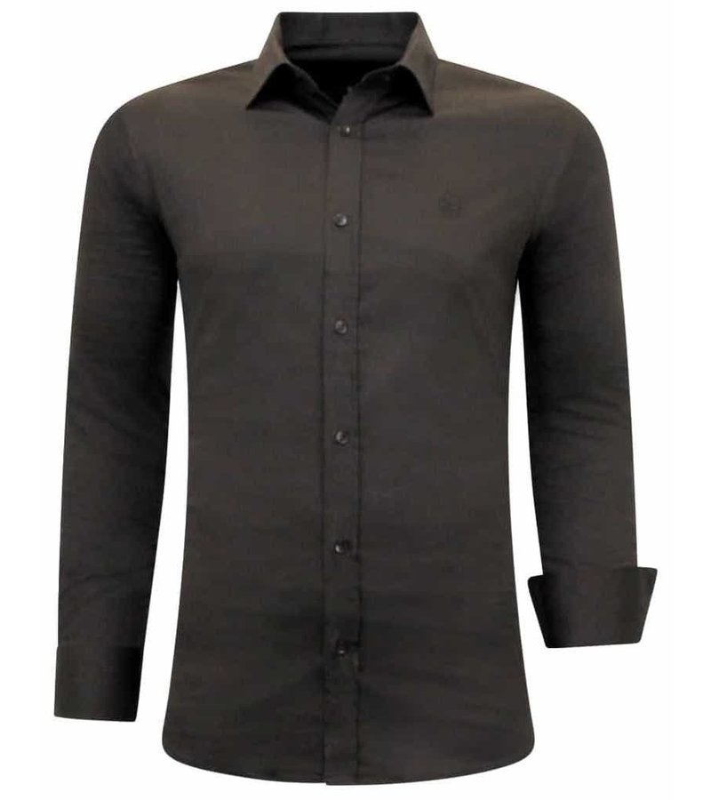 Tony Backer Plain Collar Shirts For Men - 3084- Brown