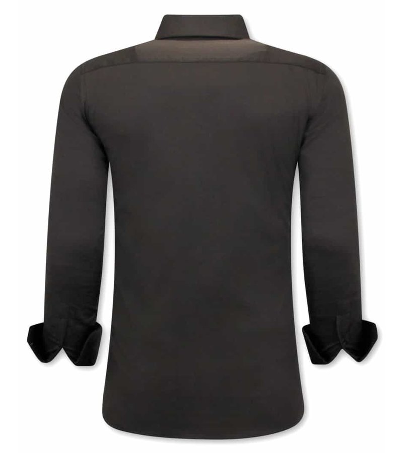 Tony Backer Plain Collar Shirts For Men - 3084- Brown