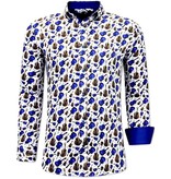 Tony Backer Gitaar Printed Collar Shirts - 3069 -Blue