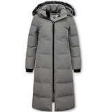 Matogla Ladies Padded Winter Coat Long - 8606Z - Grey