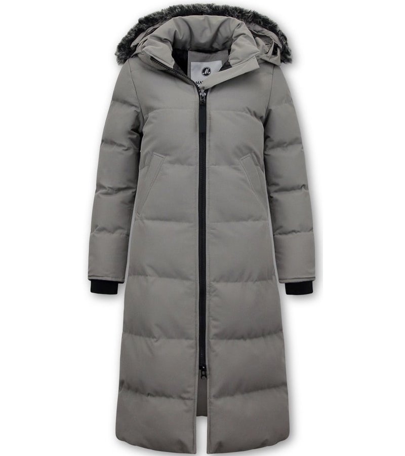 Matogla Ladies Padded Winter Coat Long - 8606Z - Grey