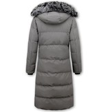 Matogla Ladies Padded Winter Coat Long - 8606Z - Grey