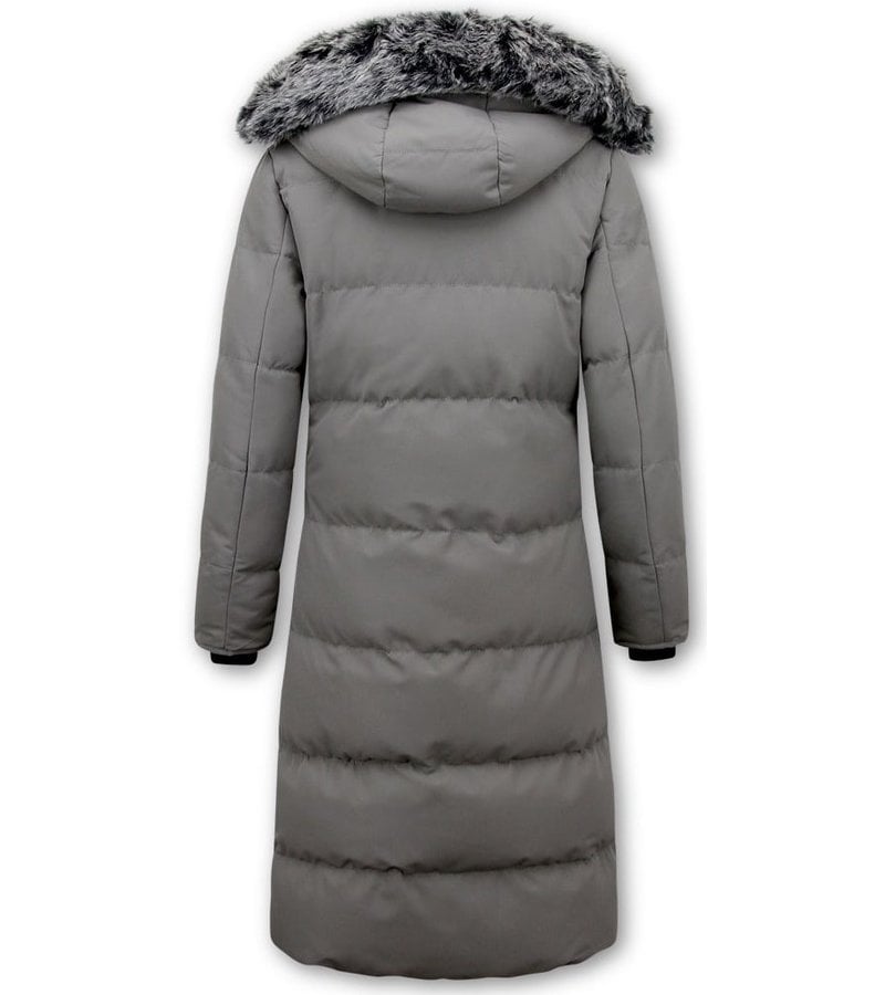 Ladies Padded Winter Coat Long Grey, NEW