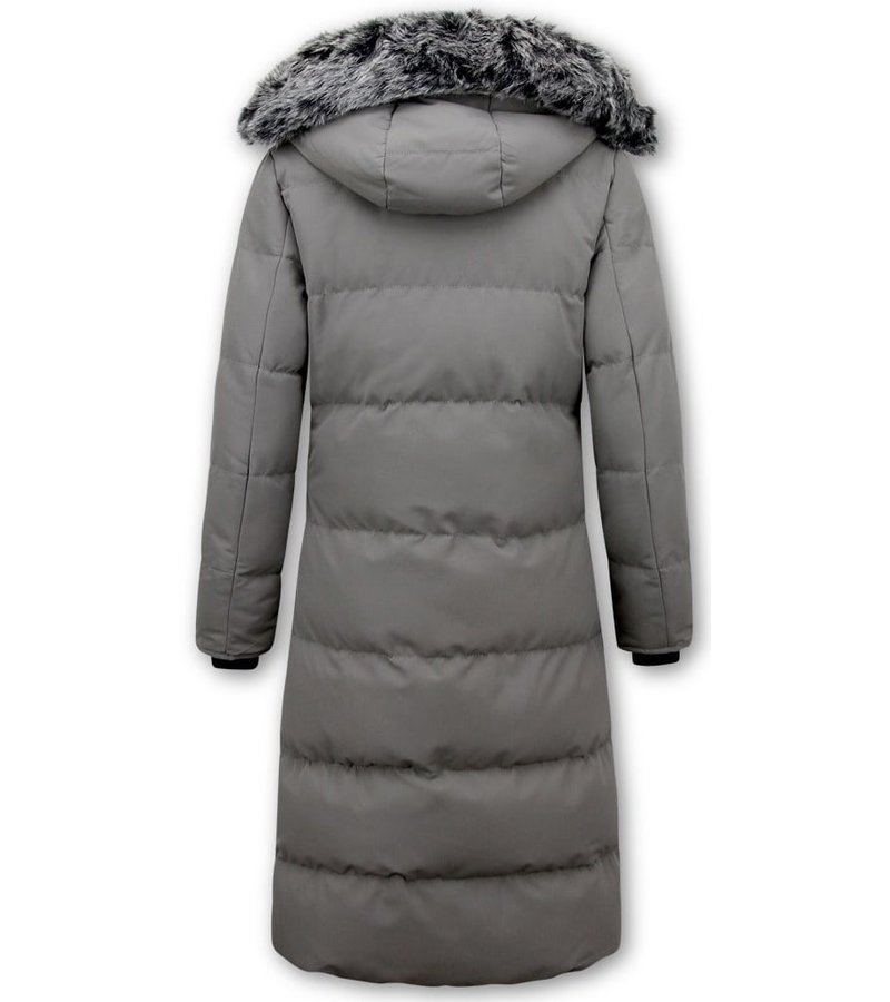 Matogla Ladies Padded Winter Coat Long - 8606Z - Grey