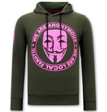 Local Fanatic Men Printed Hoodie We Are Anonymous - Green